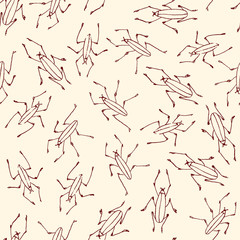 Seamless pattern made of linear sketched bugs