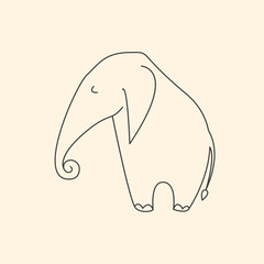 Obraz premium One line elephant vector illustration