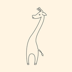 One line cute giraffe vector illustration