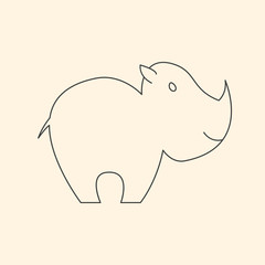 One line cute rhinoceros vector illustration