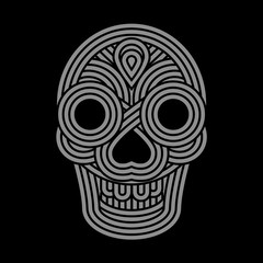 Parallel lines skull symbol on black background
