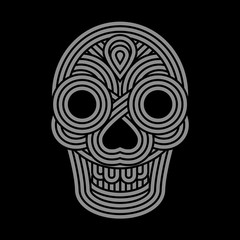 Parallel lines skull symbol on black background