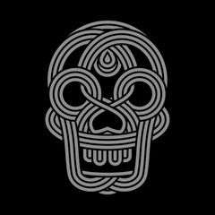Parallel lines skull symbol on black background