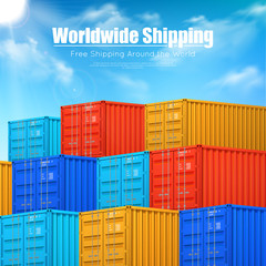 Poster Of Cargo Containers Shipping