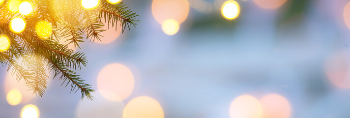 Christmas Holidays background with Xmas tree light