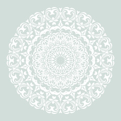 Elegant vector round white ornament in classic style. Abstract traditional pattern with oriental elements
