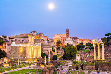 Fototapeta na wymiar roman forum ruins at sunrise