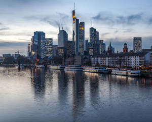 Fototapeta na wymiar Frankfurt financial district at Dusk