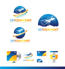 Air plane earth travel logo icon design