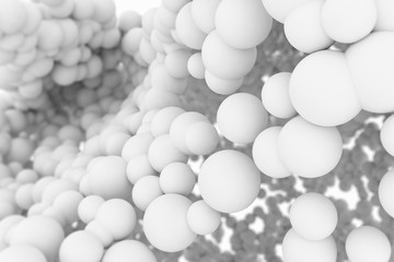 Abstract cluster of white spheres or cells close up