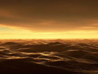 Fototapeta na wymiar Ocean storm Ocean view golden shade 