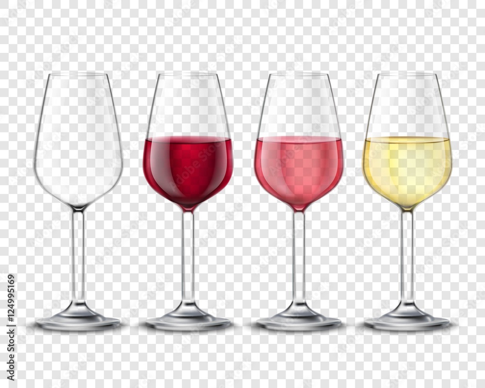 Sticker wineglasses alcohol drinks set transparent poster