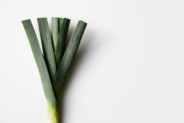 Fresh leek, green leafs
