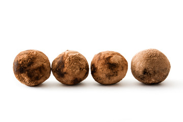 Fototapeta premium Homemade chocolate truffles isolated on white background