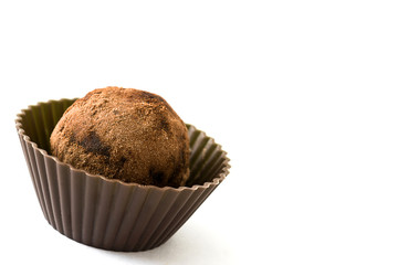 Homemade chocolate truffle isolated on white background

