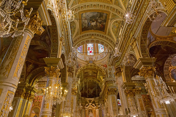 Interior of Santa Margherita Church (Basilica of Santa Margherita of Antiochia) in Santa Margherita...