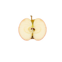 Half of red apple isolated on white background.