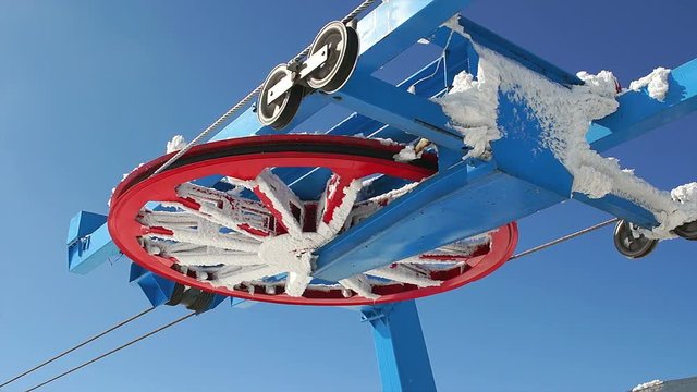 Ski slopes. Ski lift. Skiing. Video.