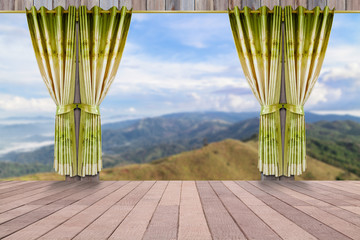nature landscape with view through window