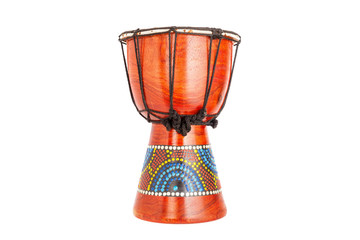 African djembe Drum isolated on white background.