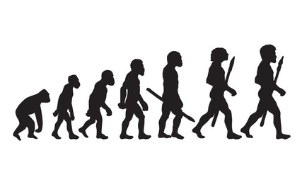 Fototapeta na wymiar Human Evolution. Human Evolution Chart. Human Evolution Definition. Human Evolution Stages. Isolated Vector: Era, Neanderthal, Progress, Darwin Theory.