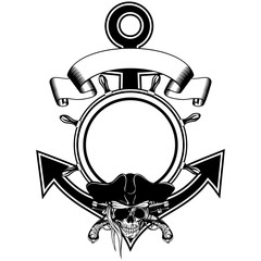 Obraz premium Anchor steering wheel skull pistols