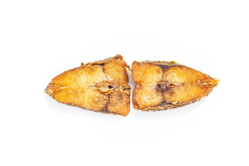 fried fish  on white background.