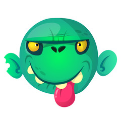 Cartoon zombie head icon. Vector illustration 