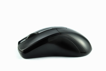 Wireless computer mouse on white background. / Black computer mouse on white background. / isolated