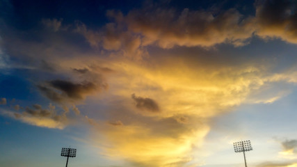 Beautiful twilight at stadium.
