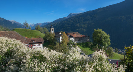 Fototapeta na wymiar Alpendorf Luzein im Prättigau