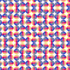 Seamless pattern. Watercolor abstract background. round brushstrokes. On white . Colorful and endless rainbow