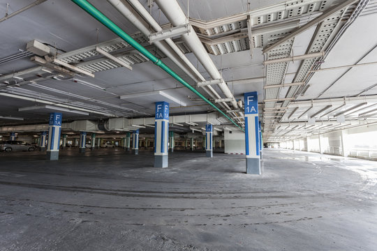Parking garage interior, industrial building,Empty underground p