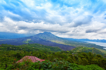 Landscape of Batur volcano on Bali island, Indonesia