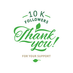  Thank you 100000 followers card. Vector ecology design template for network friends and . Image  Social Networks. Web user celebrates a large number of subscribers or .