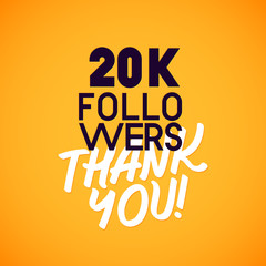 Vector thanks design template for network friends and followers. Thank you 20 K  card. Image  Social Networks. Web user celebrates a large number of subscribers or .