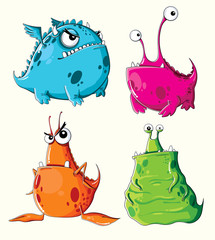 Set of funny cartoon monsters 