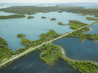 Aerial view of Panama Canal on the Atlantic side