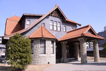 Fototapeta na wymiar Spot White Wall Road Futaba Museum of Culture Japan