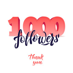 Vector thanks design template for network friends and followers. Thank you card. Image Social Networks. Web user celebrates a large number of subscribers.