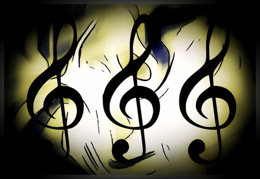 abstract music theme background with clef, modern design.
