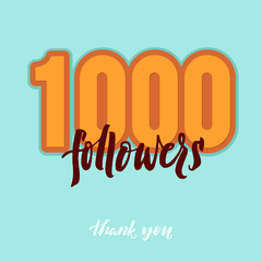 Vector thanks design template for network friends and followers. Thank you card. Image Social Networks. Web user celebrates a large number of subscribers.