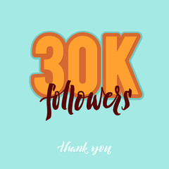 Vector thanks design template for network friends and followers. Thank you card. Image Social Networks. Web user celebrates a large number of subscribers.