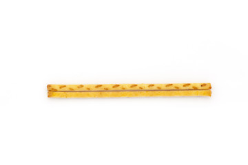crispy bread straw on white background.