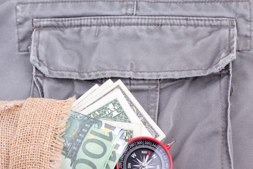 Moneys and Compass on Military Pants