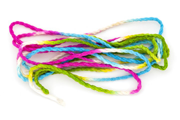 Colorful rope isolated on the white background.