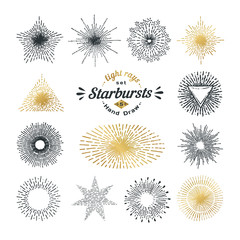 Hand drawn rays and starburst design elements