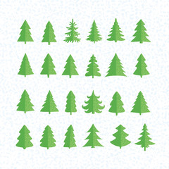 Christmas Tree Icons Set. Vector Illustration.