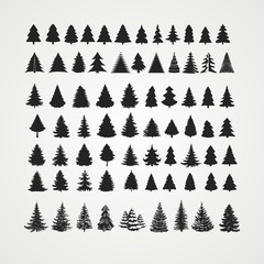 Christmas tree silhouette design vector set