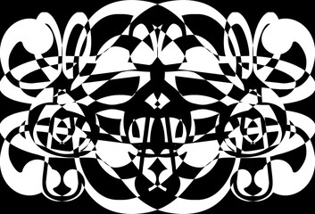 Obraz premium abstract graphic of music clef pattern with black and white chess style design.